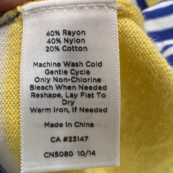 Talbots open lightweight cardigan - Size Petite Petite.  Yellow, Blue and White - Picture 8 of 13